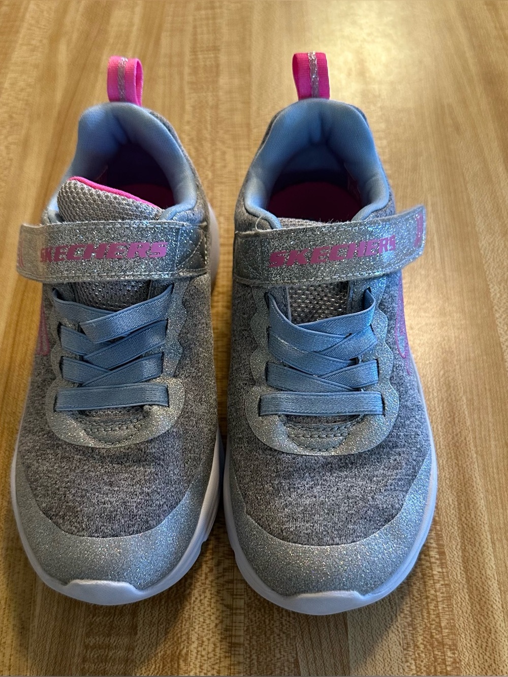 Skechers Girls Silver & Pink Sneakers